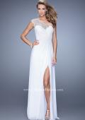 Picture of: Long One Shoulder Jersey Prom Dress with Embroidery in White, Style: 21219, Detail Picture 2