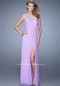 Picture of: Long One Shoulder Jersey Prom Dress with Embroidery in Lavender, Style: 21219, Detail Picture 3