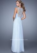 Picture of: High Scoop Neckline Prom Gown with Rhinestone Detail in Powder Blue, Style: 21222, Back Picture