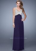 Picture of: Glam V Neckline Prom Dress with Metallic Embroidery in Plum, Style: 21223, Main Picture