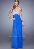 Picture of: Glam V Neckline Prom Dress with Metallic Embroidery in Blue, Style: 21223, Detail Picture 2