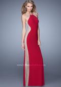 Picture of: Accented Rhinestone Prom Dress with Scoop Neck in Red, Style: 21224, Main Picture