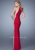 Picture of: Accented Rhinestone Prom Dress with Scoop Neck in Red, Style: 21224, Back Picture