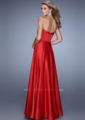Picture of: Elegant Satin Prom Gown with Bow Belt and Pockets in Red, Style: 21225, Back Picture