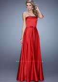 Picture of: Elegant Satin Prom Gown with Bow Belt and Pockets in Red, Style: 21225, Detail Picture 1