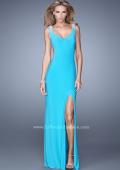 Picture of: Sultry Sleeveless Dress with Stones and Open Back in Aqua, Style: 21227, Main Picture