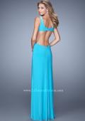 Picture of: Sultry Sleeveless Dress with Stones and Open Back in Aqua, Style: 21227, Back Picture