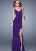 Picture of: Sultry Sleeveless Dress with Stones and Open Back in Purple, Style: 21227, Detail Picture 1