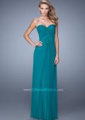 Picture of: Long Jersey Prom Dress with Beaded Net Detailing in Green, Style: 21232, Back Picture