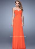 Picture of: Long Jersey Prom Dress with Beaded Net Detailing in Orange, Style: 21232, Detail Picture 1