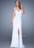 Picture of: Chic Prom Dress with Ruching and Center Slit in White, Style: 21233, Detail Picture 1