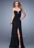 Picture of: Chic Prom Dress with Ruching and Center Slit, Style: 21233 in Black, Detail Picture 4