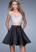 Picture of: Flirty Two Piece Gown with Satin Skirt and Rhinestones in Black, Style: 21244, Detail Picture 2