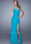 Picture of: Cap Sleeve Gathered Bodice Prom Dress with Stones in Peacock, Style: 21246, Detail Picture 2
