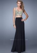 Picture of: Embroidered Two Piece Satin Gown with Flared Skirt in Black, Style: 21250, Main Picture