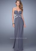 Picture of: Strapless Prom Dress with Beaded Embroidery Cut Outs in Gray, Style: 21256, Detail Picture 3