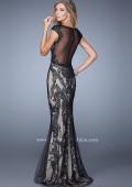 Picture of: Cap Sleeve Long Prom Dress with Embroidery and Beads in Black, Style: 21259, Back Picture
