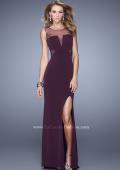 Picture of: V Neckline Jersey Prom Gown with Cut Outs and Beading in Purple, Style: 21266, Detail Picture 1