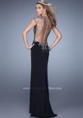 Picture of: Long Jersey Prom Dress with Sheer Neckline and Back in Black, Style: 21267, Back Picture