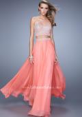 Picture of: Long Two Piece Dress with Trim Beaded Embroidery in Coral, Style: 21269, Main Picture