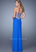 Picture of: Gathered Bodice Prom Gown with Sheer Net Embellishment in Blue, Style: 21270, Main Picture