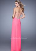 Picture of: Gathered Bodice Prom Gown with Sheer Net Embellishment in Pink, Style: 21270, Detail Picture 3