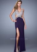 Picture of: Sultry Jersey Prom Dress with Open Back and Cut Outs in Purple, Style: 21281, Detail Picture 1