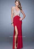 Picture of: Sultry Jersey Prom Dress with Open Back and Cut Outs in Red, Style: 21281, Detail Picture 3