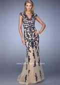 Picture of: Bold Prom Dress with Cap Sleeves and Embroidery in Black, Style: 21283, Detail Picture 1