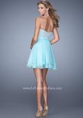 Picture of: Chiffon Cocktail Dress with Tiered Skirt and Lace Overlay in Blue, Style: 21284, Back Picture