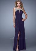 Picture of: Glam Long Prom Gown with Open Back and Center Slit in Purple, Style: 21293, Main Picture