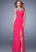 Picture of: Glam Long Prom Gown with Open Back and Center Slit in Hot Pink, Style: 21293, Detail Picture 1