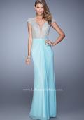 Picture of: Net Jersey Prom Dress with Plunging V Neckline in Mint, Style: 21294, Detail Picture 1