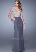Picture of: Net Jersey Prom Dress with Plunging V Neckline in Gray, Style: 21294, Detail Picture 2