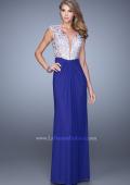 Picture of: Net Jersey Prom Dress with Plunging V Neckline in Blue, Style: 21294, Detail Picture 4