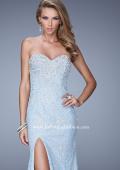 Picture of: Chic Lace Prom Gown with Open Back, Pearls, and Stones in Blue, Style: 21295, Main Picture