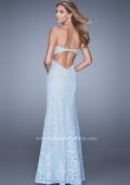 Picture of: Chic Lace Prom Gown with Open Back, Pearls, and Stones in Blue, Style: 21295, Back Picture