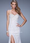 Picture of: Chic Lace Prom Gown with Open Back, Pearls, and Stones in White, Style: 21295, Detail Picture 5