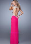 Picture of: Embroidered Long Jersey Prom Dress with Gathered Bodice in Hot Pink, Style: 21301, Main Picture
