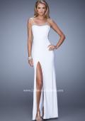 Picture of: Long Gown with Sheer Net Straps and Scoop Open Back in White, Style: 21304, Detail Picture 3