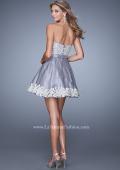 Picture of: Short Organza Cocktail Dress with Embroidery and Pockets in Gray, Style: 21306, Back Picture