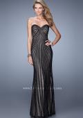 Picture of: Jeweled Long Prom Gown with Open Back Detail in Black and Nude, Style: 21308, Detail Picture 1