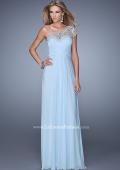 Picture of: One Shoulder Prom Dress with Embroidered Sleeves in Blue, Style: 21309, Main Picture