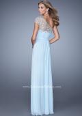 Picture of: One Shoulder Prom Dress with Embroidered Sleeves in Blue, Style: 21309, Back Picture
