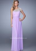 Picture of: One Shoulder Prom Dress with Embroidered Sleeves in Purple, Style: 21309, Detail Picture 1