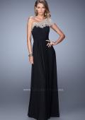 Picture of: One Shoulder Prom Dress with Embroidered Sleeves in Black, Style: 21309, Detail Picture 2