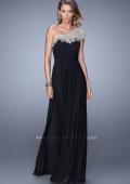 Picture of: One Shoulder Prom Dress with Embroidered Sleeves in Black, Style: 21309, Detail Picture 3