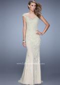 Picture of: Embellished Cap Sleeve Prom Dress with Open Back in Nude, Style: 21319, Main Picture