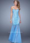 Picture of: Strapless Prom Gown with Full Skirt, Pearls, and Stones in Blue, Style: 21324, Main Picture