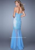 Picture of: Strapless Prom Gown with Full Skirt, Pearls, and Stones in Blue, Style: 21324, Back Picture
